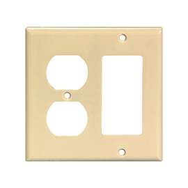 Eaton Wiring Devices 2157V-BOX Combination Wallplate, 4-1/2 in L, 4-9/16 in W, 2 -Gang, Thermoset, Ivory