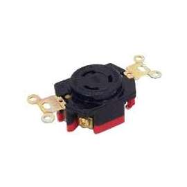 Eaton Wiring Devices L520R Single Receptacle, 2 -Pole, 125 V, 20 A, Back and Side Wiring, NEMA: NEMA L5-20, Black