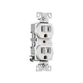 Eaton Wiring Devices BR15W Duplex Receptacle, 2 -Pole, 15 A, 125 V, Back, Side Wiring, NEMA: 5-15R, White