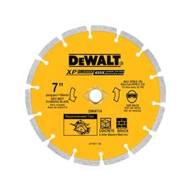 DeWALT DW4714T Circular Saw Blade, 7 in Dia, 5/8 in Arbor, Diamond Cutting Edge, Applicable Materials: Masonry