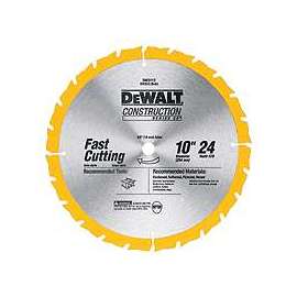 DeWALT DW3112 Saw Blade, 10 in Dia, 5/8 in Arbor, 24-Teeth, Carbide Cutting Edge