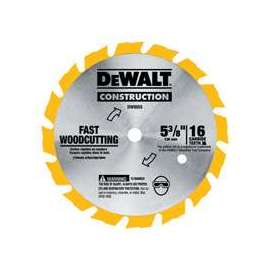 DeWALT DW9055 Circular Saw Blade, 5-3/8 in Dia, 10 mm Arbor, 16-Teeth, Carbide Cutting Edge
