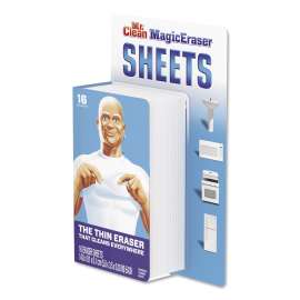 Magic Eraser Sheets, 3 1/2" x 5 4/5" x 0.03", White, 16/Pack, 8 Pack/Carton