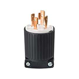 Eaton Wiring Devices L1430P Electrical Plug, 3 -Pole, 30 A, 125/250 V, NEMA: NEMA L14-30, Black/White