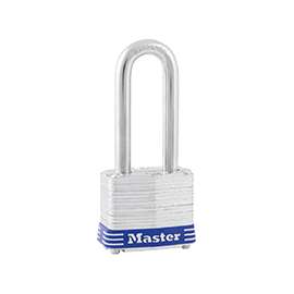 Master Lock 3DLH Padlock, Keyed Different Key, 9/32 in Dia Shackle, 2 in H Shackle, Steel Shackle, Steel Body, Laminated