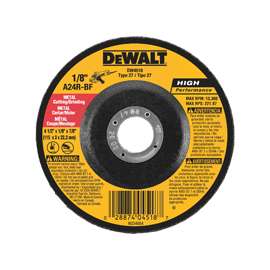 DeWALT DW4518 Grinding Wheel, 4-1/2 in Dia, 1/8 in Thick, 7/8 in Arbor, 24 Grit, Very Coarse