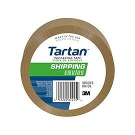 Scotch 3710T Sealing Tape, 50 yd L, 48 mm W, 1.9 mil Thick, Rubber Resin Adhesive, Tan