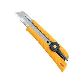 OLFA 5003 Utility Knife, 18 mm W Blade, Stainless Steel Blade, Pistol-Grip Handle, Yellow Handle