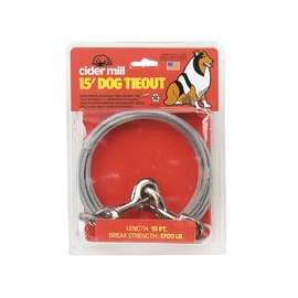 Aspenpet 17015 Tie-Out Cable, Weatherproof, Swivel Snap End, 15 ft L Belt/Cable, Clear, For: Dogs Up to 100 lb