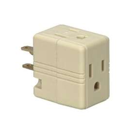Eaton Wiring Devices BP1482V Outlet Adapter, 2 -Pole, 15 A, 125 V, 3 -Outlet, NEMA: NEMA 5-15R, White