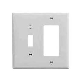 Eaton Wiring Devices 2153W-BOX Combination Wallplate, 4-1/2 in L, 4-9/16 in W, 2 -Gang, Thermoset, White