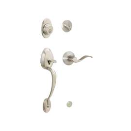Schlage Plymouth F60VPLY/ACC619 Handleset, Keyed Different Key, 1 Grade, Brass, Satin Nickel