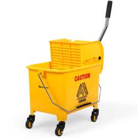 PLASTIC PRINCE Mop Bucket with Wringer on Wheels, Small Dual Chamber Industrial Mop Bucket Separate Dirty Water, Perfect for Business Household, 20 Quart Yellow