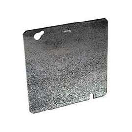 RACO 832 Flat Electrical Box Cover, 4.688 in L, 4.688 in W, Square, Steel, Gray, Galvanized