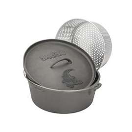 Bayou Classic 7420 Dutch Oven with Basket, 20 qt Capacity, Iron, 17.83 in Dia
