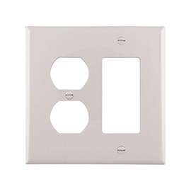 Eaton Wiring Devices PJ826W Combination Wallplate, 4-7/8 in L, 4-15/16 in W, 2 -Gang, Polycarbonate, White