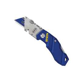 IRWIN 2089100 Folding Knife, 1 in W Blade, Bi-Metal Blade, 1-Blade, Straight Handle, Blue Handle