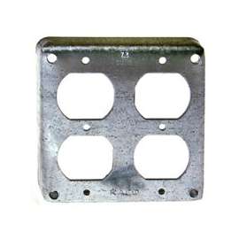 RACO 907C Exposed Work Cover, 4-3/16 in L, 4-3/16 in W, Square, Galvanized Steel, Gray