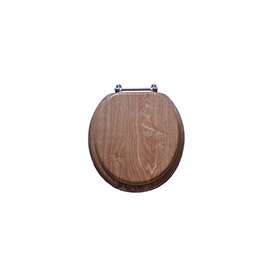ProSource T-17WO-3L-C Toilet Seat, Round, MDF with Plastic Wood Veneer, Wood Color, Bar Hinge
