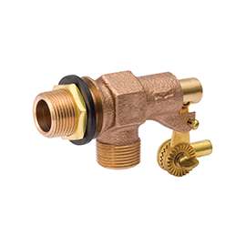 B & K 109-813 Tank Float Valve, 1/2 in, Male x Male, 20 TPI Rod, 1/4 in L Rod, Bronze Body