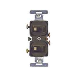 Eaton Wiring Devices 271B-BOX Combination Toggle Switch, 120/277 V, Strap Mounting, Thermoplastic, Brown