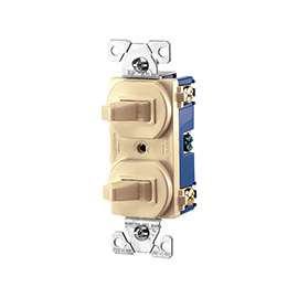 Eaton Wiring Devices 271V-BOX Combination Toggle Switch, 120/277 V, Strap Mounting, Nylon, Ivory