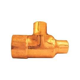 EPC 111R Series 32794 Pipe Reducing Tee, 3/4 x 1/2 in Run, 1/2 in Branch, Sweat x Sweat Run Connection