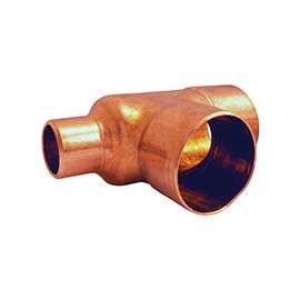 EPC 111R Series 32790 Pipe Reducing Tee, 3/4 x 1/2 in Run, 3/4 in Branch, Sweat x Sweat Run Connection