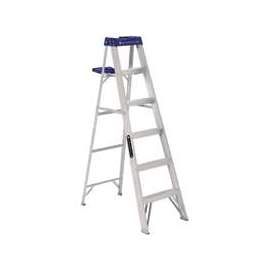 Louisville AS2106 Step Ladder, 250 lb Weight Capacity, 5-Step, 68.393 in H Open, Aluminum