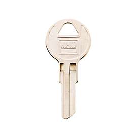 Hy-Ko 11010CG22 Key Blank, 1.865 in L x 27/32 in W, Brass, Nickel Plated