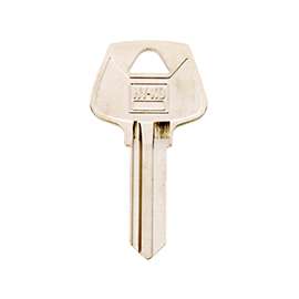 Hy-Ko 11010S3 Key Blank, 2.02 in L x 1.06 in W, Brass, Nickel Plated