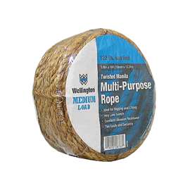 T.W. Evans Cordage 26-002 Rope, 122 lb Working Load Limit, 50 ft L, 3/8 in Dia, Manila