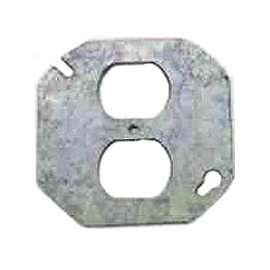 RACO 731 Electrical Box Cover, 4 in L, 4 in W, Octagon, Galvanized Steel, For Duplex Receptacles