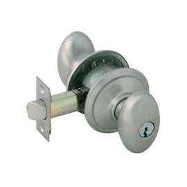 Schlage Siena F51A V SIE619 Keyed Entry Lock, 1-3/8 to 1-3/4 in Thick Door, Brass, Satin Nickel