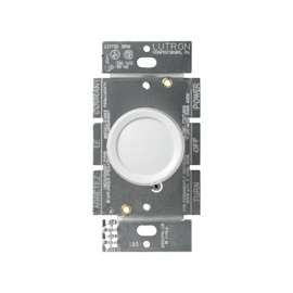 Lutron D-603PGH-DK Rotary Dimmer, 120 V, Ivory/White