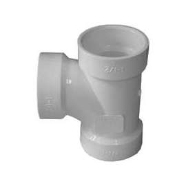 GENOVA 700 Series 71115 Sanitary Tee, 1-1/2 in Run, Hub Run Connection, 1-1/2 in Branch, Hub Branch Connection, White