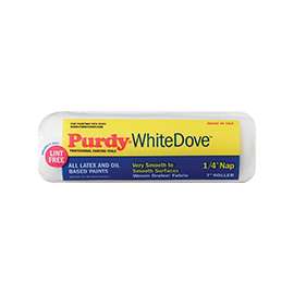 Purdy White Dove 662071 Paint Roller Cover, Latex, Oil-Based Paint, 1/4 in Thick Nap, 1-1/2 in Core, Dralon Fabric Cover