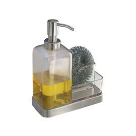 iDESIGN 67080 Soap and Sponge Caddy, Stainless Steel, Clear
