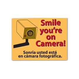 Centurion SIGN SMILE Shoplifting Sign, Rectangular, Smile you're On Camera!, Red Legend, Yellow Background