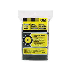3M 10118 Steel Wool Pad, #0-Grit, Fine, Metal
