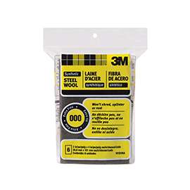 3M 10120 Steel Wool Pad, #000-Grit, Extra Fine, Metal