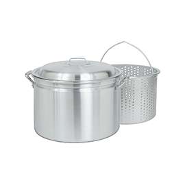 Bayou Classic 4024 Stock Pot with Basket, 24 qt Capacity, Aluminum