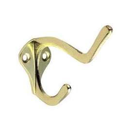 National Hardware SPB1435 Series N830-161 Coat and Hat Hook, 2-Hook, Zinc, Polished Brass