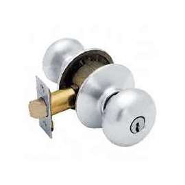 Schlage Plymouth F51A NPLY626KA4 Keyed Entry Knob, 1-3/8 to 1-3/4 in Thick Door, Brass/Zinc, Satin Chrome