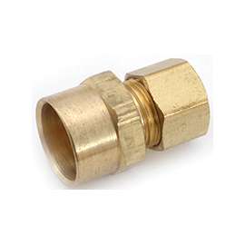 Anderson Metals 750086-0610 Tube Adapter, 3/8 x 5/8 in Sweat x Compression, Brass