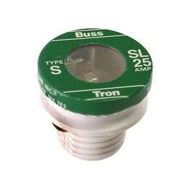 Bussman BP/SL-25 Time-Delay Plug Fuse, 25 A, 125 V, 10 kA IR