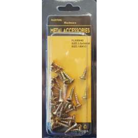 Plextool Gold Flat Head Wood/Chipboard Screws 1/8" x 1/2" - 3.5x14mm, 33pcs - 24 per Box (PLX00640)