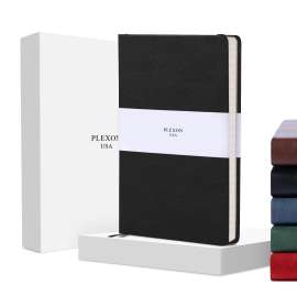 Plexon Graph Paper Notebook, Notebook Journal 160 Pages, Graph Notebook Medium 5.7 inches x 8 inches, 120 GSM Thick Paper, Black, Hardcover, Gifts Box Included