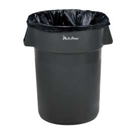 PLASTIC PRINCE 44 Gallon Round Trash Can Garbage Can Gray Waste Container for Home Garage Restaurants Warehouses