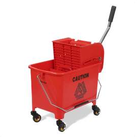 PLASTIC PRINCE Mop Bucket with Wringer on Wheels, Small Dual Chamber Industrial Mop Bucket Separate Dirty Water, Perfect for Business Household, 20 Quart Red